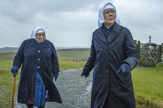 Sister Mildred and Sister Julienne brace the conditions in the Call the Midwife Christmas special