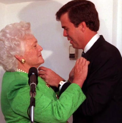 Jeb Bush and his mother Barbara