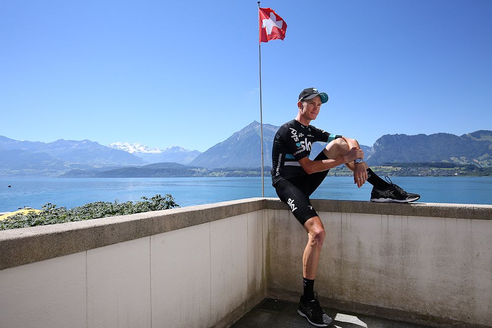 Chris Froome poses for a photos during the second rest day at the Tour de France.