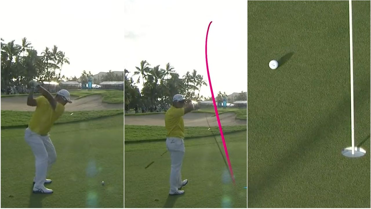 Screenshots of Hideki Matsuyama&#039;s amazing 3 wood at the Sony Open