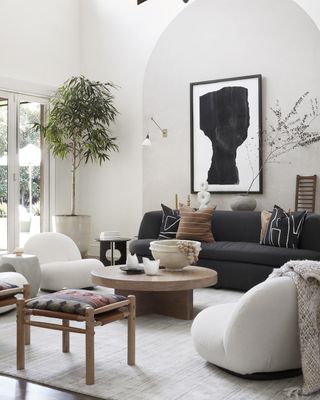Minimalist living room with indoor tree