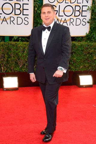 Jonah Hill on the red carpet at the Golden Globes 2014