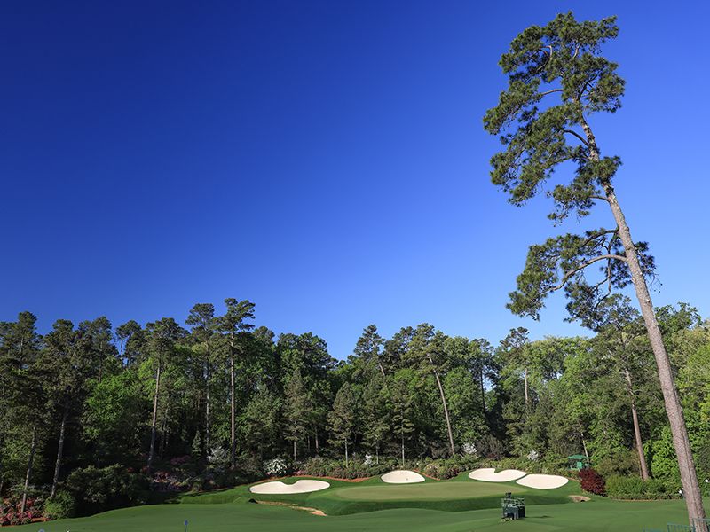 The four bunkers on the 13th hole, Azalea, at Augusta National