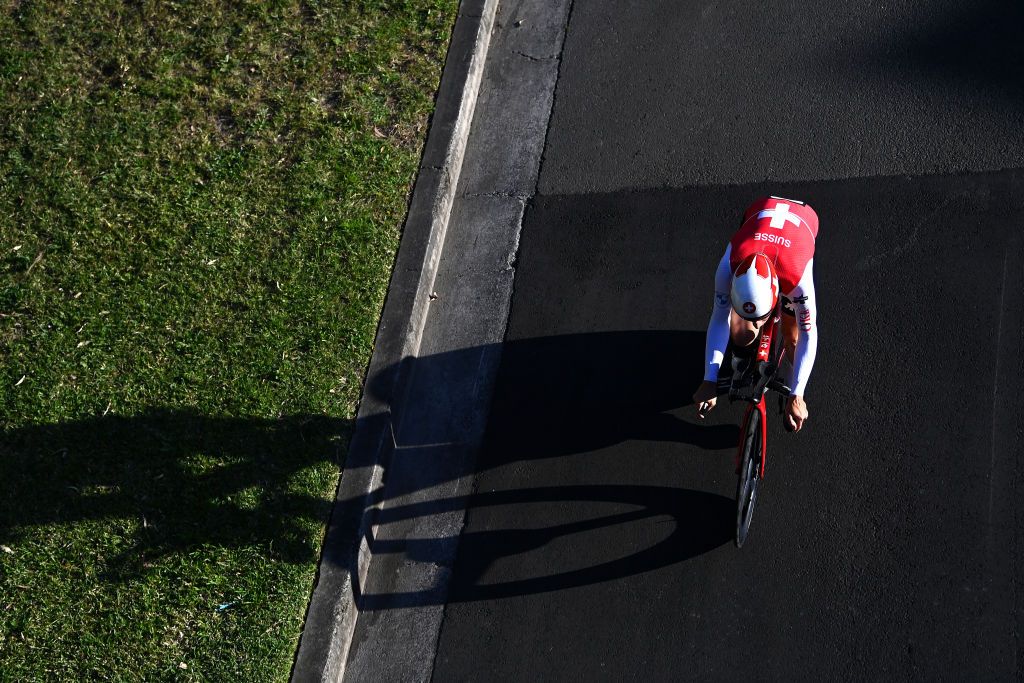 WOLLONGONG AUSTRALIA SEPTEMBER 18 Stefan Kung of Switzerland sprints during the 95th UCI Road World Championships 2022 Men Individual Time Trial a 342km individual time trial race from Wollongong to Wollongong Wollongong2022 on September 18 2022 in Wollongong Australia Photo by Tim de WaeleGetty Images