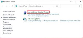 Open Network Sharing Center in Control Panel