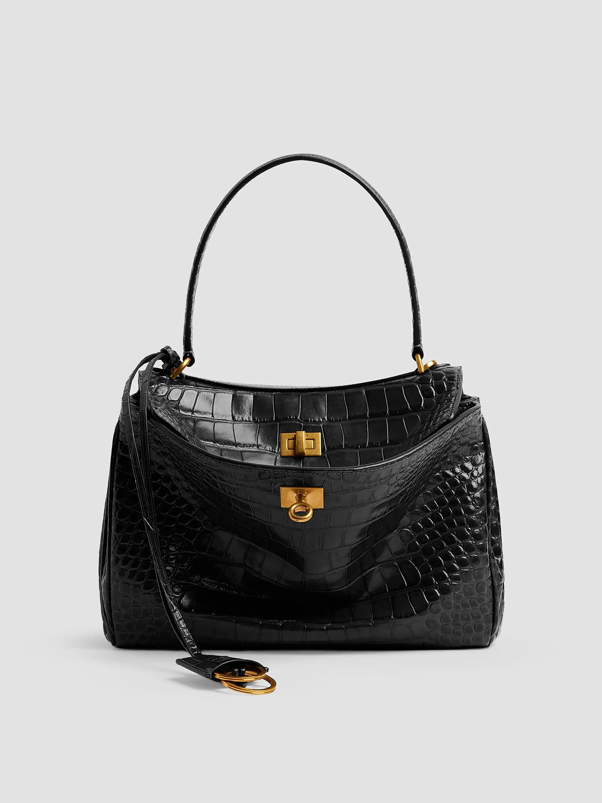Rodeo Small Crocodile Embossed Shoulder Bag