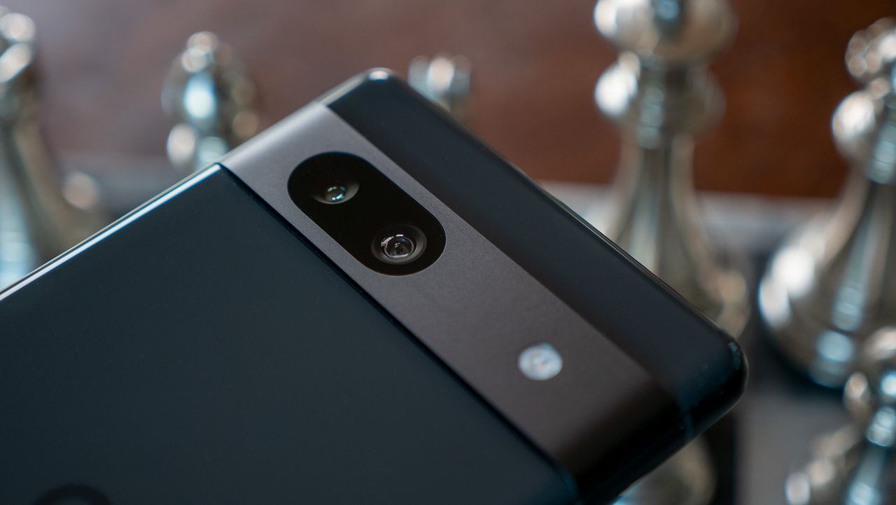 The camera bar on the Charcoal Google Pixel 7a