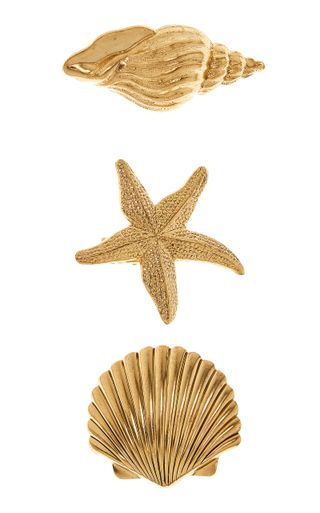 Serena Gold-Tone Shell Clip Set