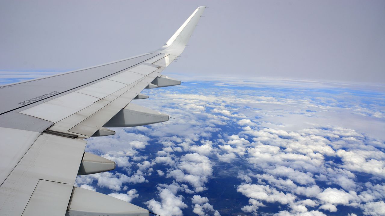 Clouds as seen from a passenger plane window.