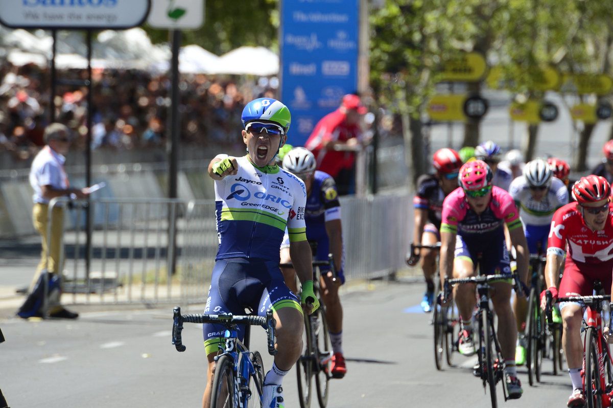 Yes! Caleb Ewan (Orica-GreenEdge) celebrates
