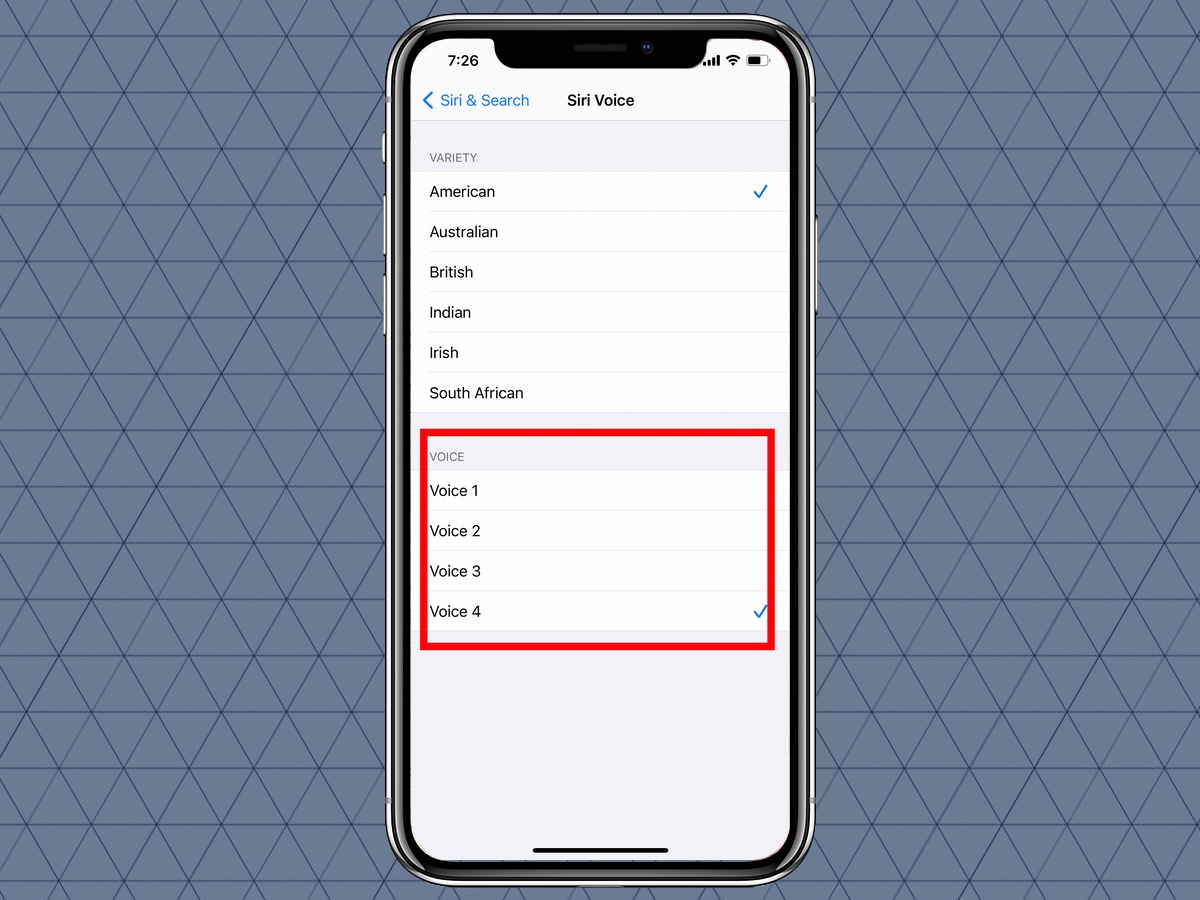 how to select a siri voice in ios 14.5