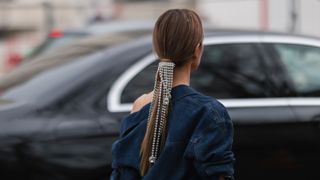 woman wearing a diamante hair clip
