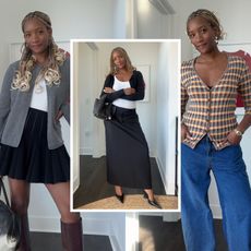 collage of Danielle Prescod wearing winter 2026 cardigan trends