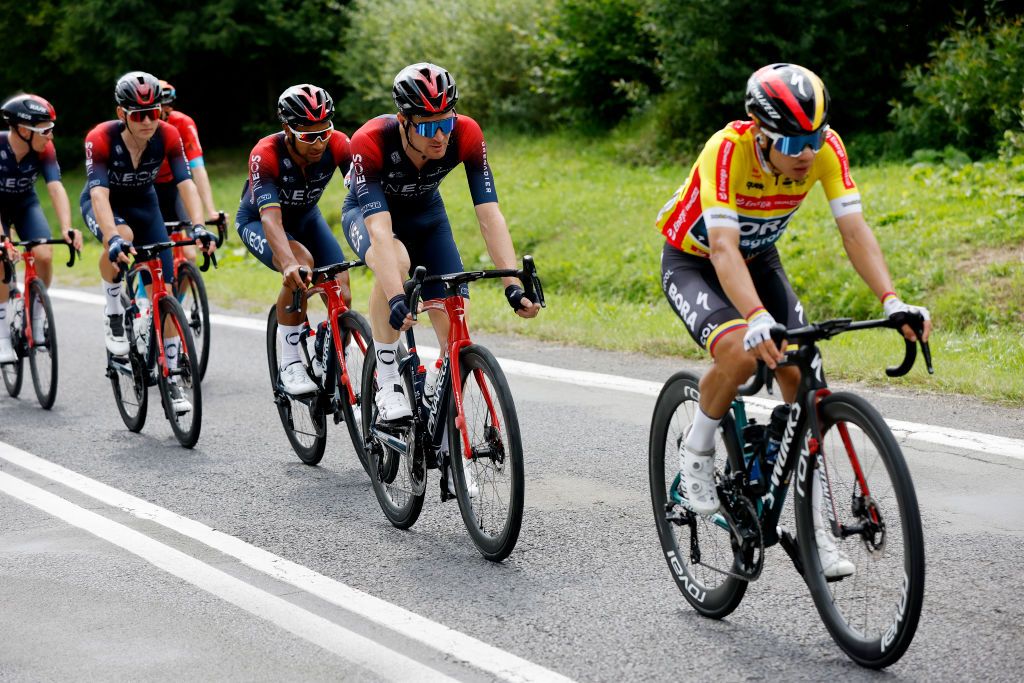 SANOK POLAND AUGUST 02 Salvatore Puccio of Italy and Team INEOS Grenadiers competes during the 79th Tour de Pologne 2022 Stage 4 a 1794km stage from Lesko to Sanok TdP22 WorldTour on August 02 2022 in Sanok Poland Photo by Bas CzerwinskiGetty Images