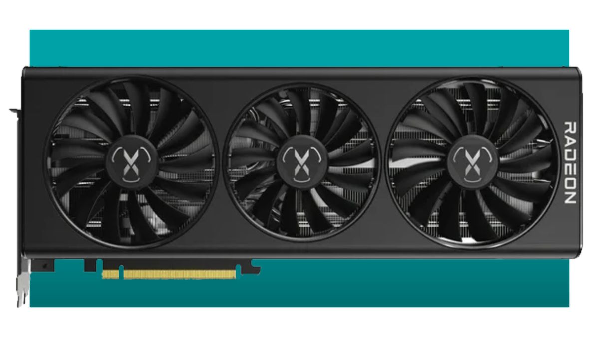 The XFX RX 6800 on a green background