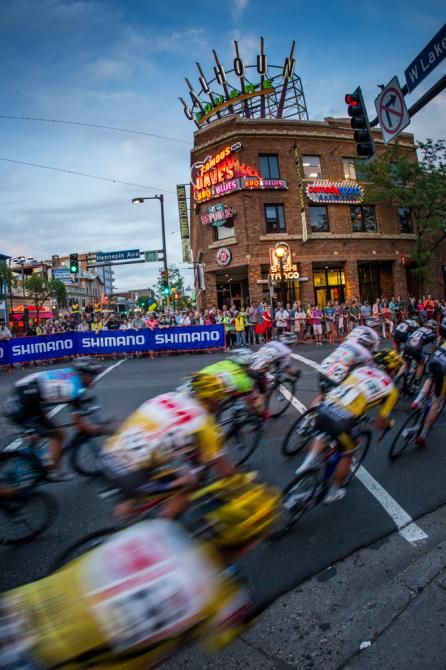 The men take the final corner at the Uptown crit.