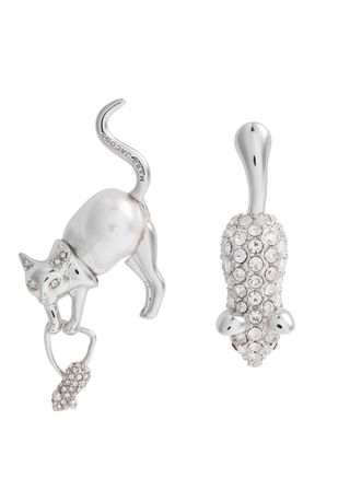 Cat and Mouse Silver-Plated Mismatched Earrings