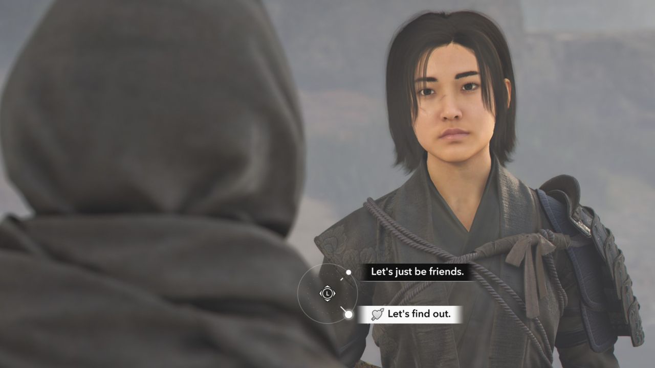 Assassin's Creed Shadows romance options - Naoe talking to Katsuhime to enter a relationship.