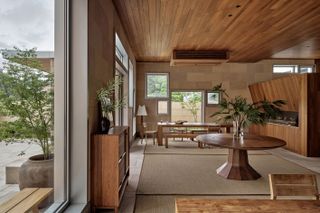 Gong House interior with timber cladding