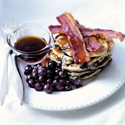 blueberry pancakes-pancakes-food-woman and home