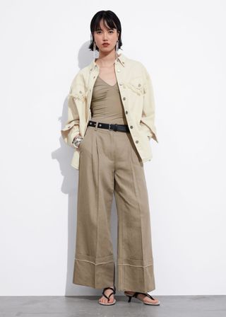 Wide trousers with fold-over cuffs