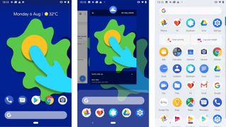 The main screens on Android Pie