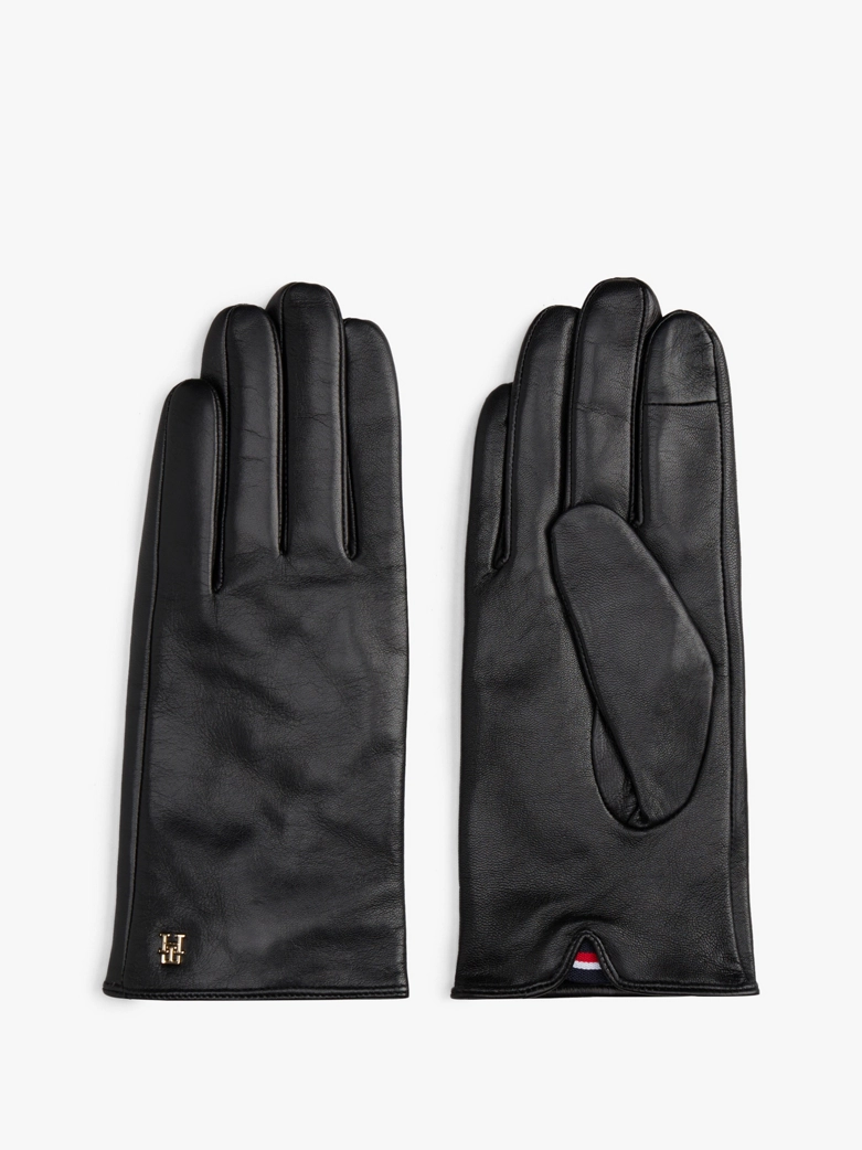 Chic Th Monogram Plaque Leather Gloves