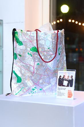 A bag that has its exterior designed with a map highlighting parks in London
