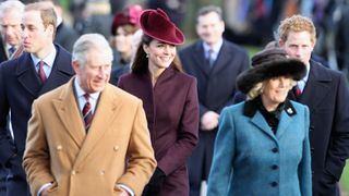 Prince William, Duke of Cambridge, Prince Charles, Prince of Wales, Catherine, Duchess of Cambridge, Camilla, Duchess of Cornwall and Prince Harry walk to church