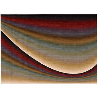 Colourful abstract art synthetic fibre rug