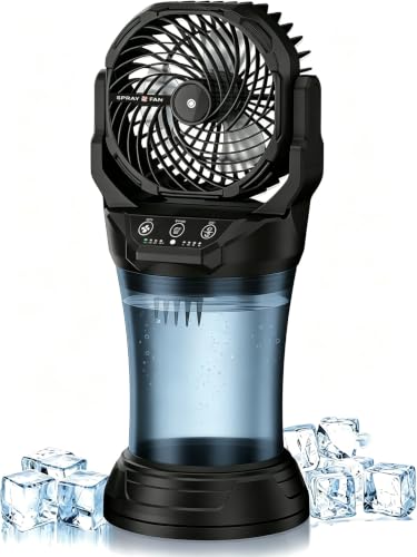 Misting Fan Portable, 27600mah Battery Powered Fan, 2l Portable Mister Fan With 4 Wind Speeds, Timer Function, Rgb Ambient Light, 120&amp;deg; Auto Oscillation &amp;amp; Grip Handle for Camping Beach Patio( Black)