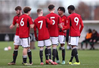 Manchester United academy players in action