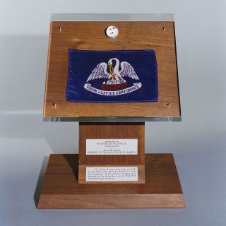 Louisiana's Apollo 11 lunar sample display is held by the state's Art and Science Museum in Baton Rouge.
