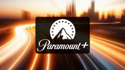 Paramount+ logo on an abstract highway to city background