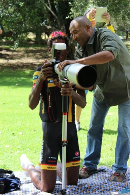 Daniel Teklehaimanot took the chance to learn a new skill.