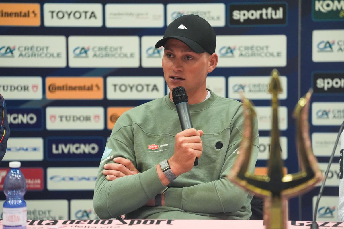 Mathieu Van der Poel during the top riders press conference of the 60th Tirreno-Adriatico 