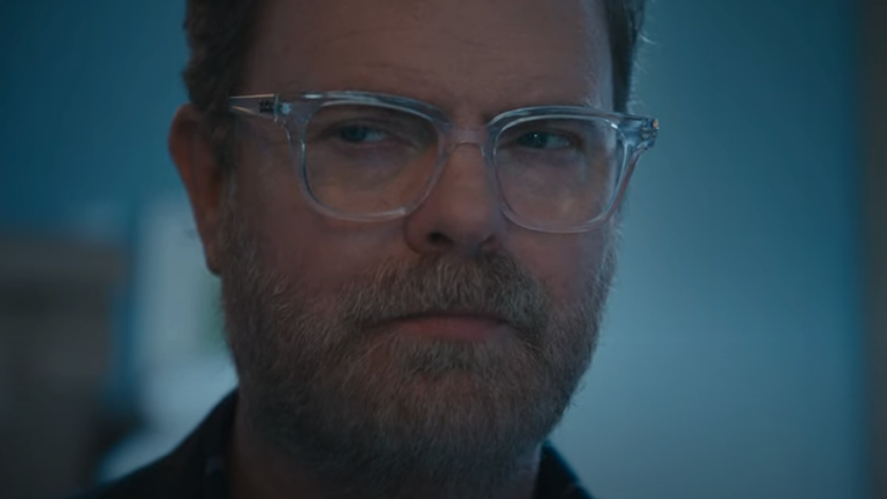 Rainn Wilson looking to the side in AT&T ad 2024