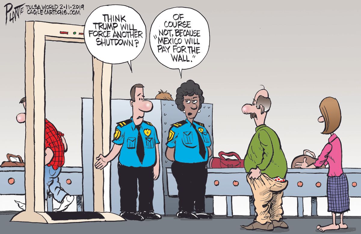 Political Cartoon U.S. Trump TSA line shutdown The Week