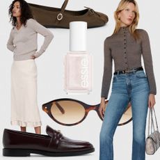 Collage of fall fashion and beauty items