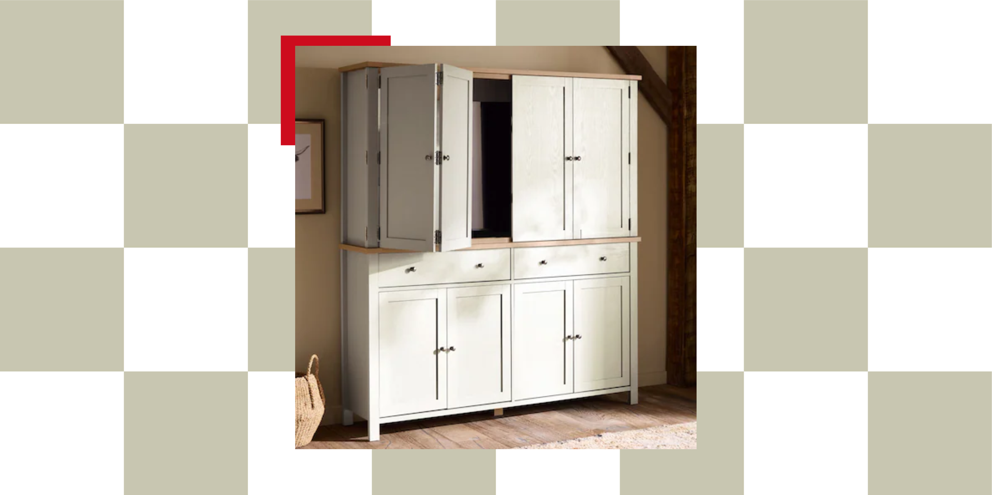 Next Malvern paint effect hideaway cabinet in white with bifold doors