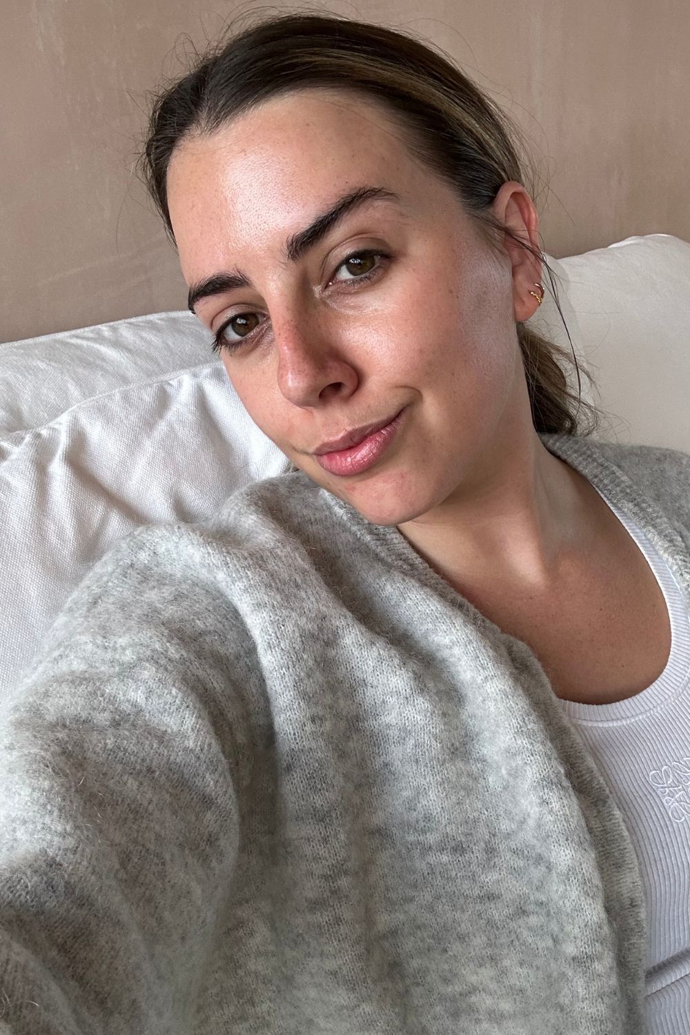 Senior Beauty Editor Shannon Lawlor before applying Nars Sheer Glow foundation