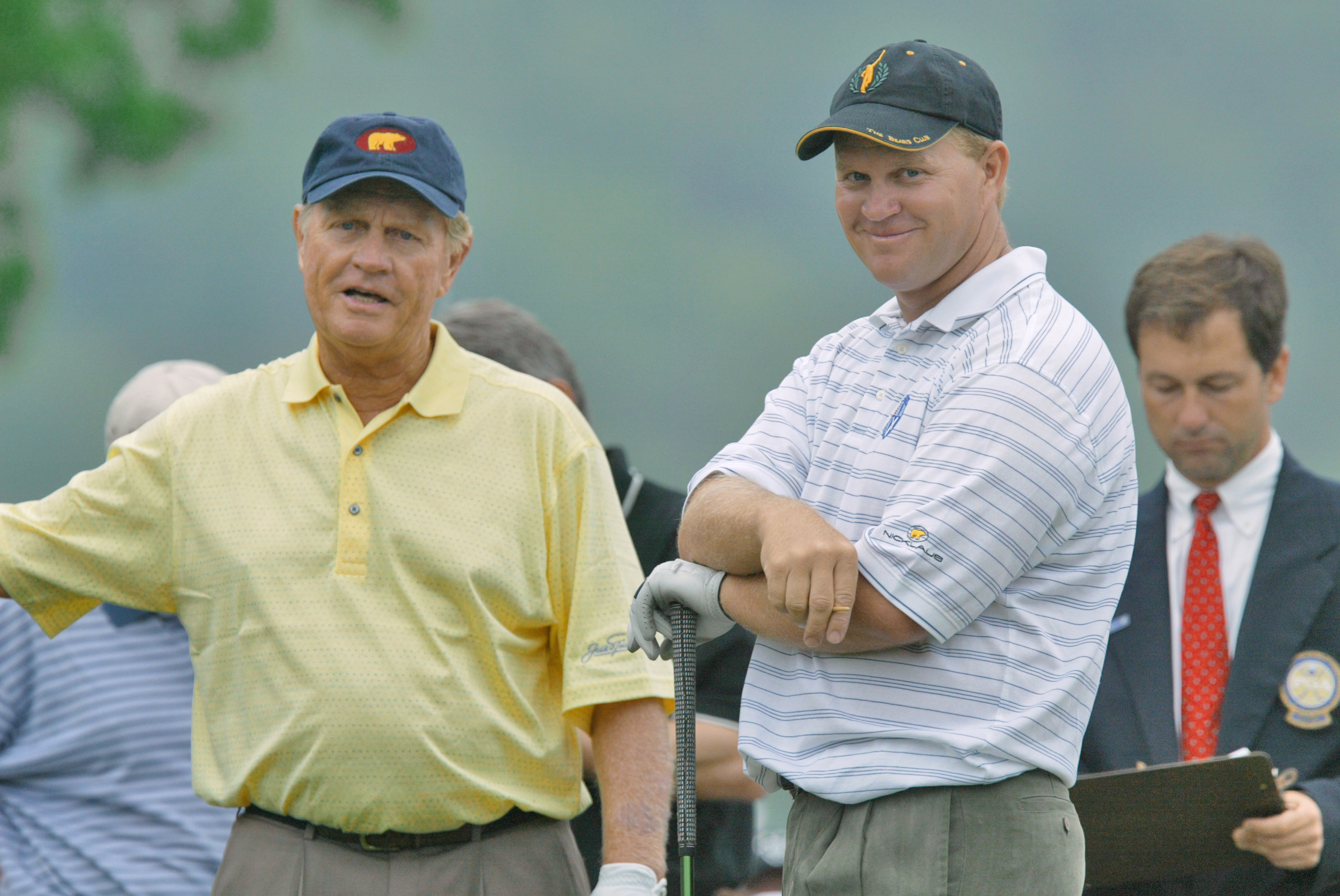 Jack Nicklaus and Gary Nicklaus look on during the 2004 BMW Charity Pro-Am on the Nationwide Tour