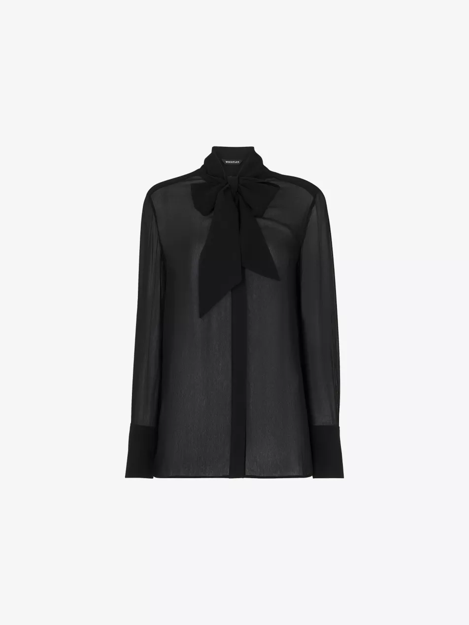 Amy Tie-Front Woven Blouse - 6