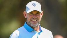 Lee Westwood smiles during a LIV Golf event