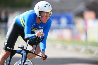 HASSELT BELGIUM SEPTEMBER 11 Jakob Soderqvist of Team Sweden sprints during the 30th UEC Road Cycling European Championships 2024 Mens U23 Individual Time Trial a 313km from HeusdenZolder to Hasselt UCIWT on September 11 2024 in Hasselt Belgium Photo by Luc ClaessenGetty Images