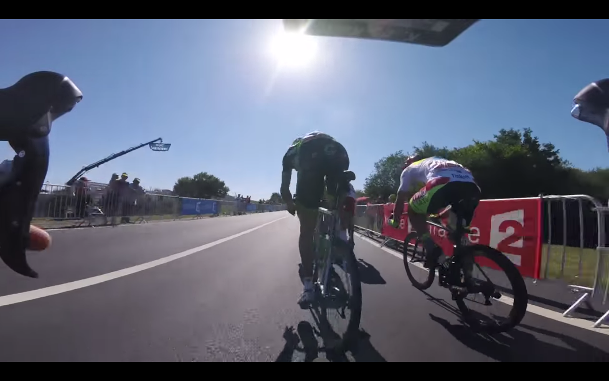 The sprinters head to the line in the Tour de France
