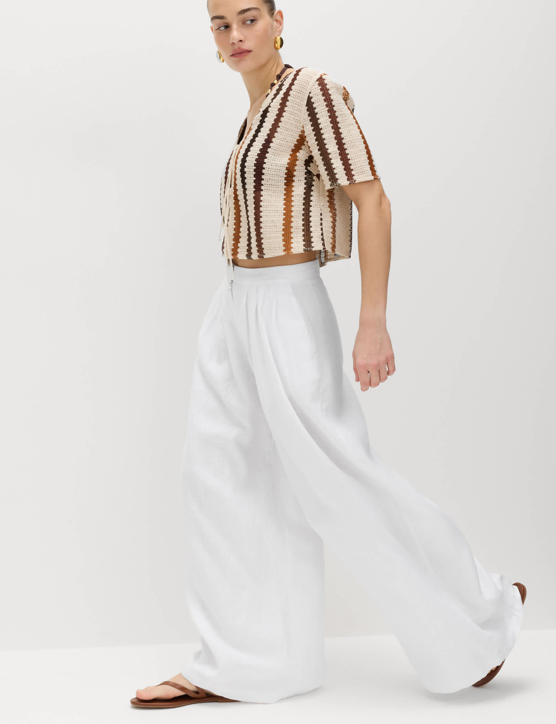Pure Linen Wide Leg Trousers