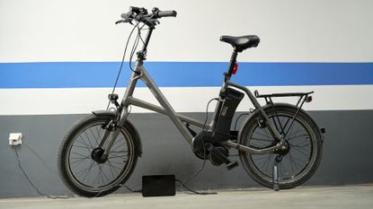 An e-bike charging 