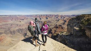 Family hiking at the grand canyon