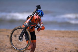 OOSTENDE BELGIUM JANUARY 31 Aniek Van Alphen of The Netherlands Sand Sea during the 72nd UCI CycloCross World Championships Oostende 2021 Women U23 UCICX CXWorldCup Ostend2021 CX on January 31 2021 in Oostende Belgium Photo by Luc ClaessenGetty Images